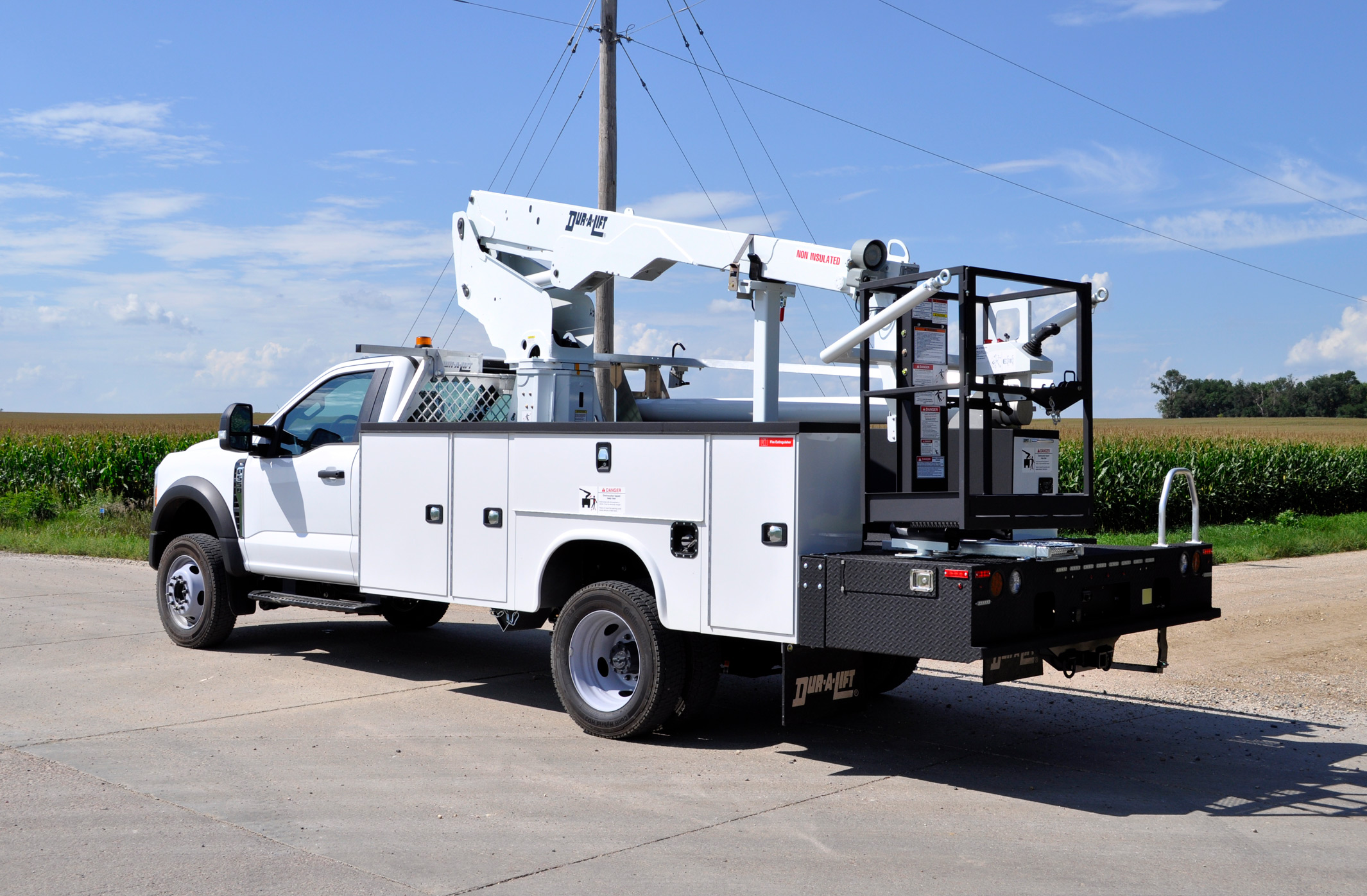 A background image displaying the DCP-29 bucket truck